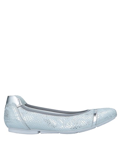 HOGAN Ballet flats Silver Soft Leather, Textile fibres
