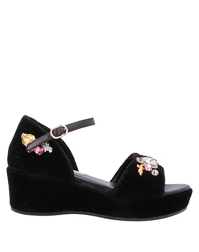 DOLCE&GABBANA Sandals Black 79% Viscose, 16% Silk, 5% Lambskin