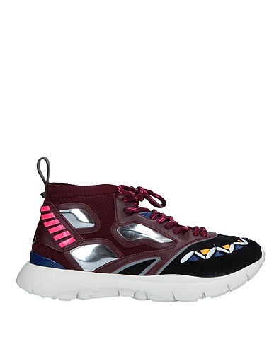 VALENTINO GARAVANI Sneakers Burgundy Leather, Textile fibres