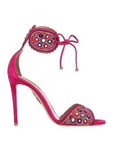 AQUAZZURA Sandals Fuchsia Leather, Textile fibres