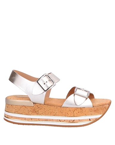 HOGAN Sandals Platinum Leather