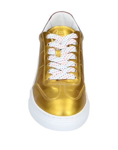 Shop Hogan Woman Sneakers Gold Size 8.5 Soft Leather