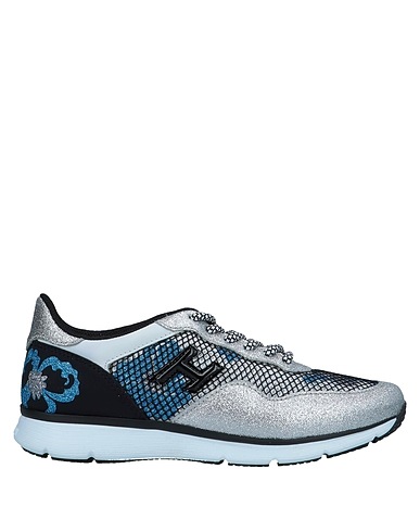 HOGAN Sneakers Silver Leather, Textile fibers