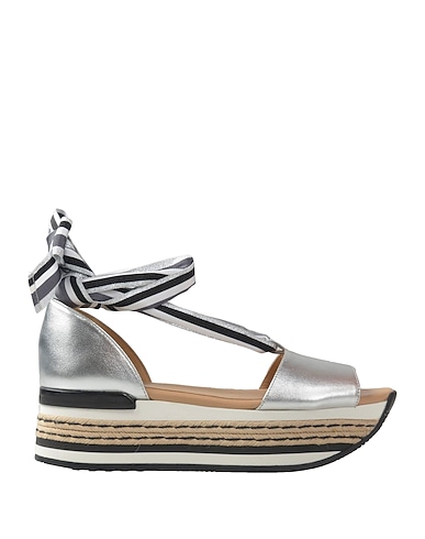 HOGAN Sandals Silver Soft Leather