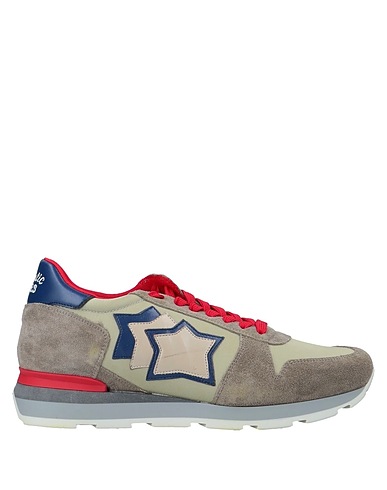 ATLANTIC STARS Sneakers Khaki Soft Leather, Textile fibres