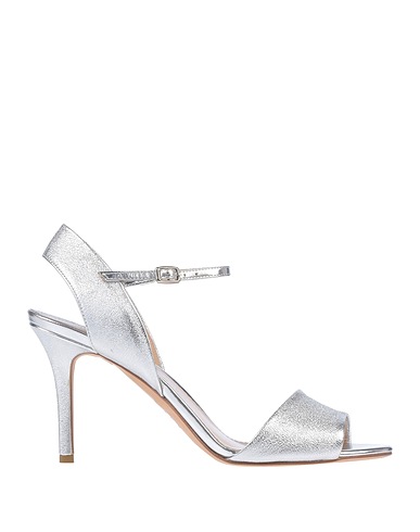 THE SELLER Sandalen Silber Leder, Gewebefasern