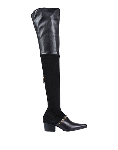 BALMAIN Boots Black Soft Leather, Textile fibres