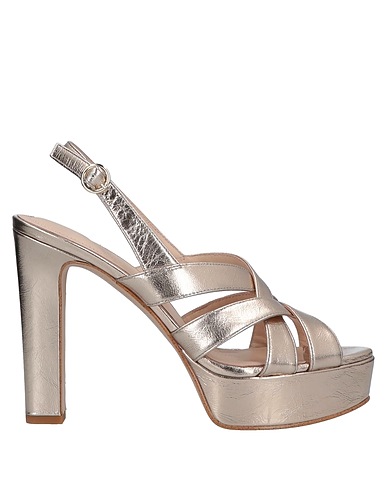WHAT FOR Sandalen Platin Leder