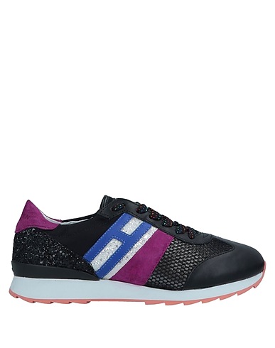 HOGAN Sneakers Black Leather, Textile fibers