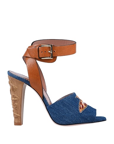 RED(V) Сандалии Синий Текстильное волокно, Кожа