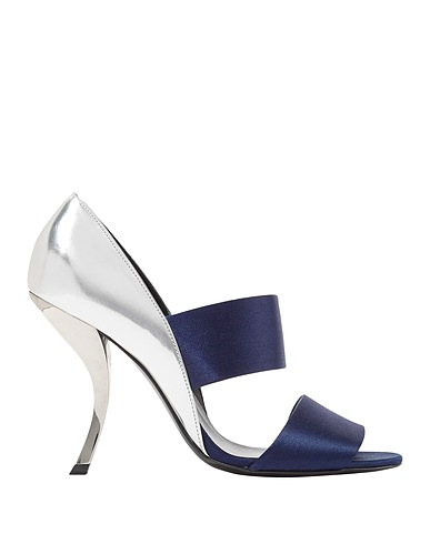 ROGER VIVIER Sandals Midnight blue Textile fibres, Soft Leather
