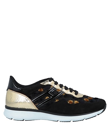 HOGAN Sneakers Black Leather, Textile fibres, Rubber