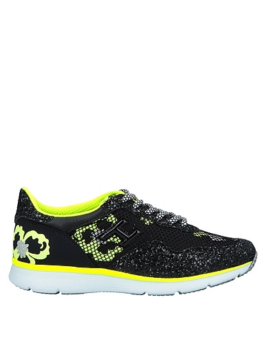 HOGAN Sneakers Black Leather, Textile fibres