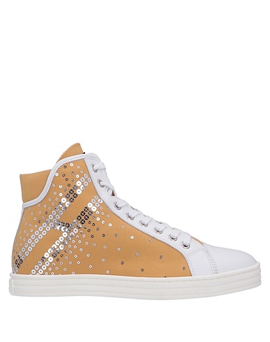 HOGAN REBEL Sneakers Beige Leather, Textile fibers