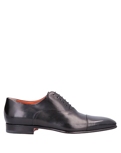 SANTONI Laced shoes Black Soft Leather