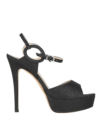 LUCIANO BARACHINI Sandals Black Textile fibres