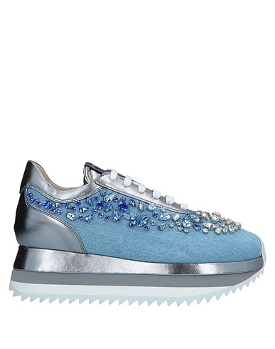 LE SILLA Sneakers Sky blue Soft Leather, Textile fibres