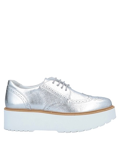 HOGAN Laced shoes Silver Soft Leather