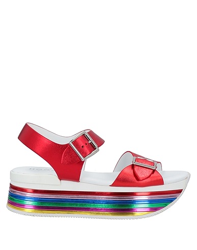 HOGAN Sandals Red Leather