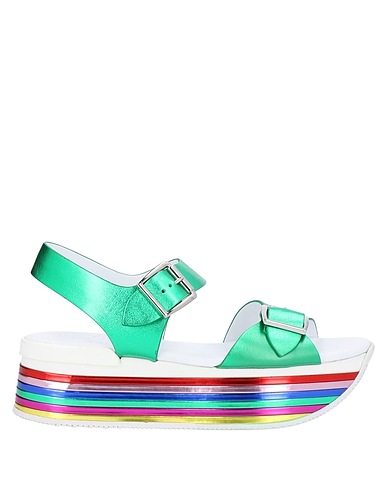 HOGAN Sandals Green Leather
