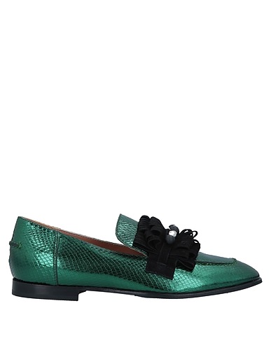 POLLINI Loafers Green Soft Leather