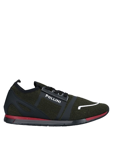 POLLINI Sneakers Military green Wool, Soft Leather