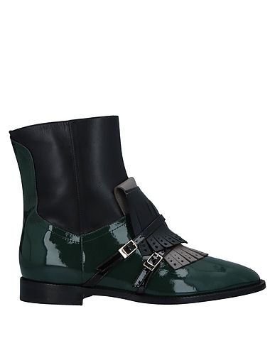 POLLINI Ankle boot Dark green Soft Leather