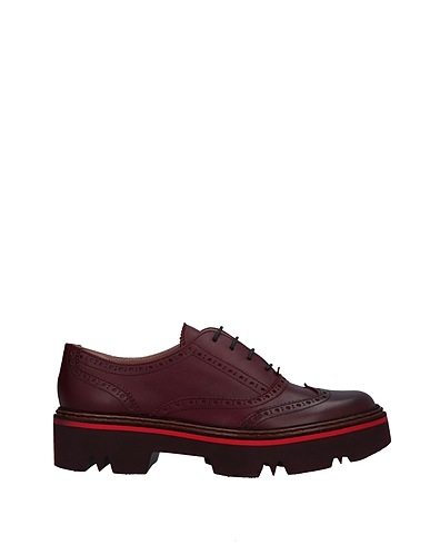 POLLINI Laced shoes Burgundy Calfskin