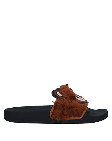 MOSCHINO Sandals Brown Plush fabric, Textile fibres