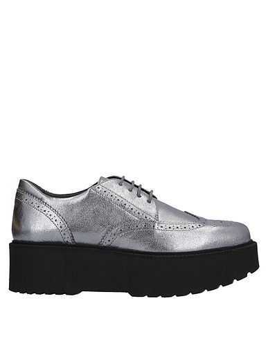 HOGAN Laced shoes Silver Soft Leather