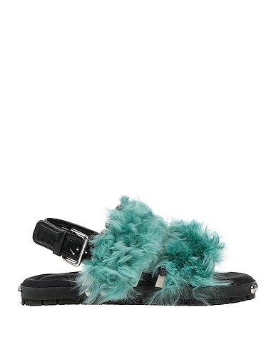 MARNI Sandals Turquoise Alpaca fleece, Leather