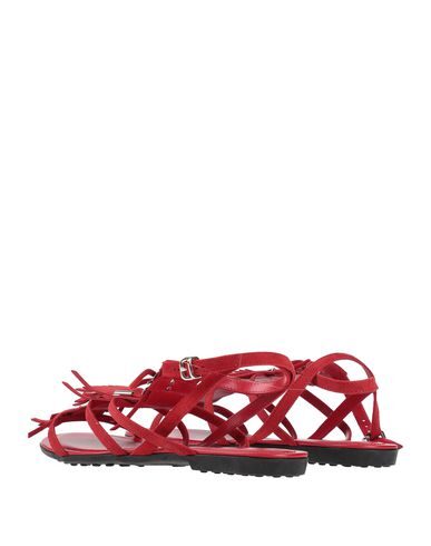 Shop Tod's Woman Sandals Brick Red Size 6.5 Soft Leather