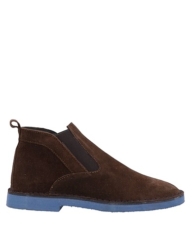 GREY DANIELE ALESSANDRINI Ankle boot Chocolate brown Leather, Elastic fibres