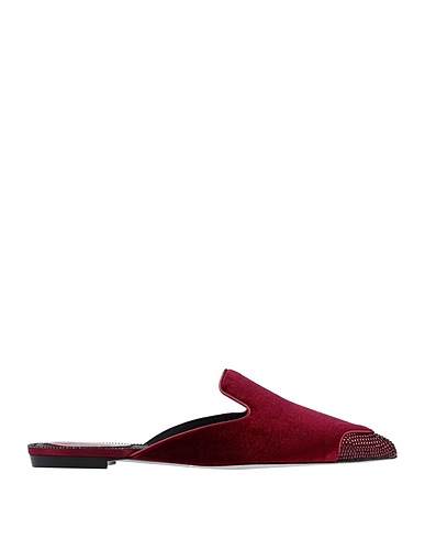 RENE' CAOVILLA Mules and clogs Burgundy Textile fibres