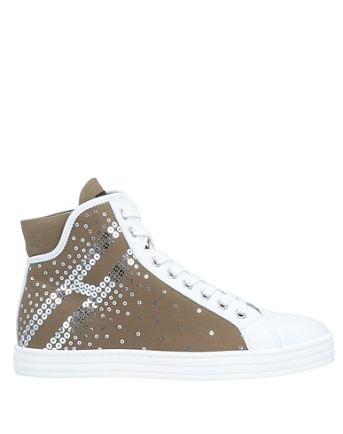 HOGAN REBEL Sneakers Military green Textile fibers, Leather