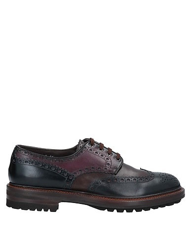 SANTONI Laced shoes Dark brown Soft Leather