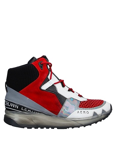LEATHER CROWN Sneakers Red Deerskin, Textile fibres