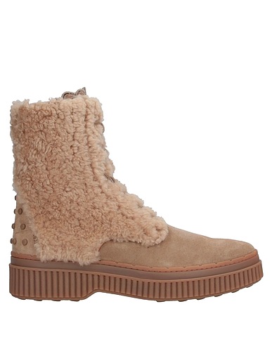 TOD'S Ankle boot Khaki Leather, Shearling