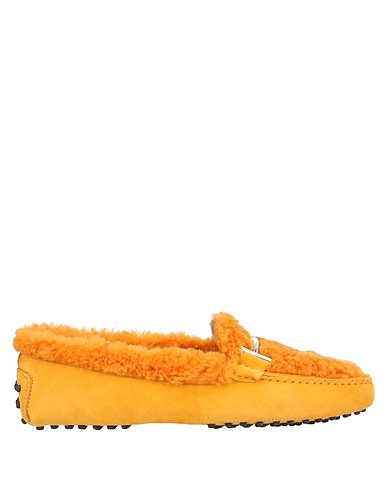 TOD'S Loafers Orange Leather, Shearling