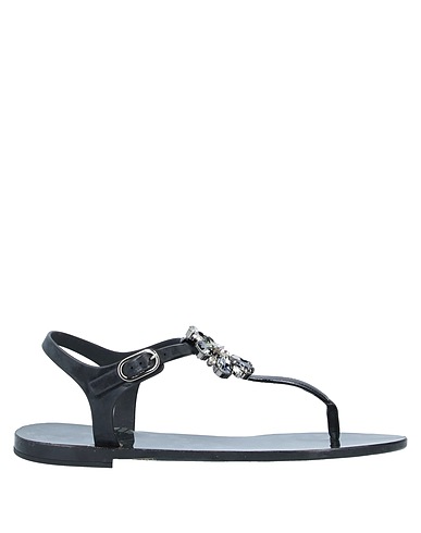 DOLCE&GABBANA Flip flops Black 90% Rubber, 10% Calfskin