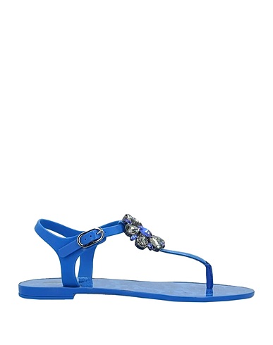 DOLCE&GABBANA Flip flops Blue 90% Rubber, 10% Calfskin