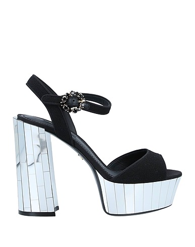 DOLCE&GABBANA Sandals Black 80% Silk, 20% Calfskin