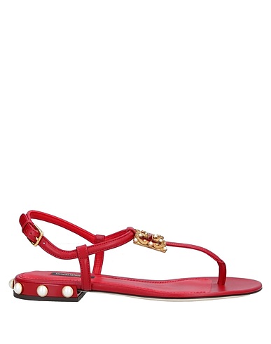 DOLCE&GABBANA Flip flops Red 100% Calfskin