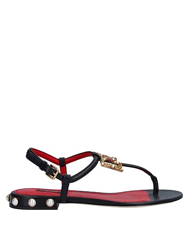 DOLCE&GABBANA Flip flops Black 100% Calfskin