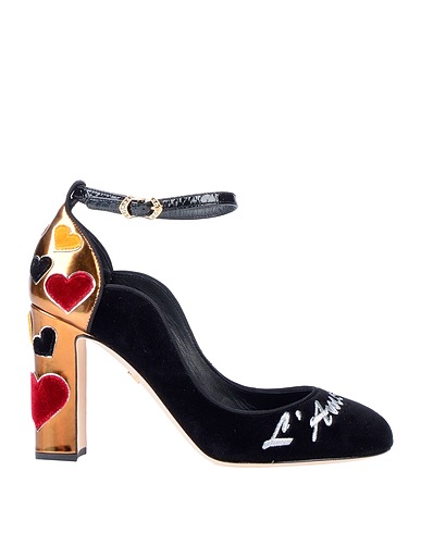 DOLCE&GABBANA Court Black 70% Cotton, 20% Calfskin, 5% Reptile leather, 5% Viscose