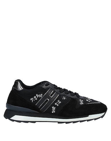 HOGAN REBEL Sneakers Black Leather, Textile fibers