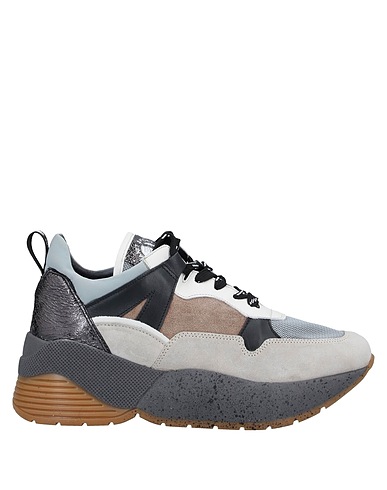JANET SPORT Sneakers Grey Soft Leather, Textile fibers