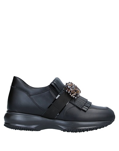 HOGAN Sneakers Μαύρο Δέρμα, Ίνες υφασμάτων, Καουτσούκ