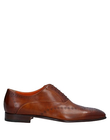 SANTONI Laced shoes Brown Soft Leather