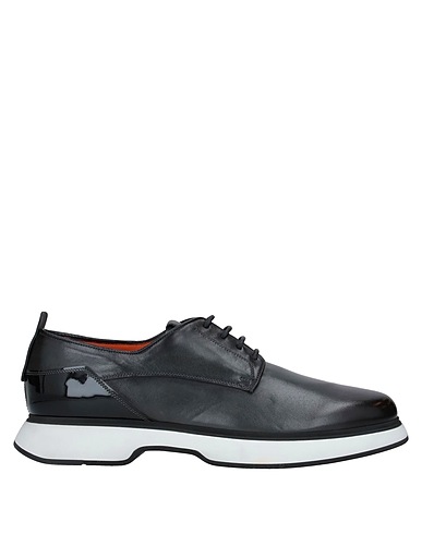 SANTONI Laced shoes Charcoal Soft Leather